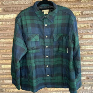 Scandia Woods Men's Black Watch Plaid Shacket Heavy Shirt, Lightweight Jacket